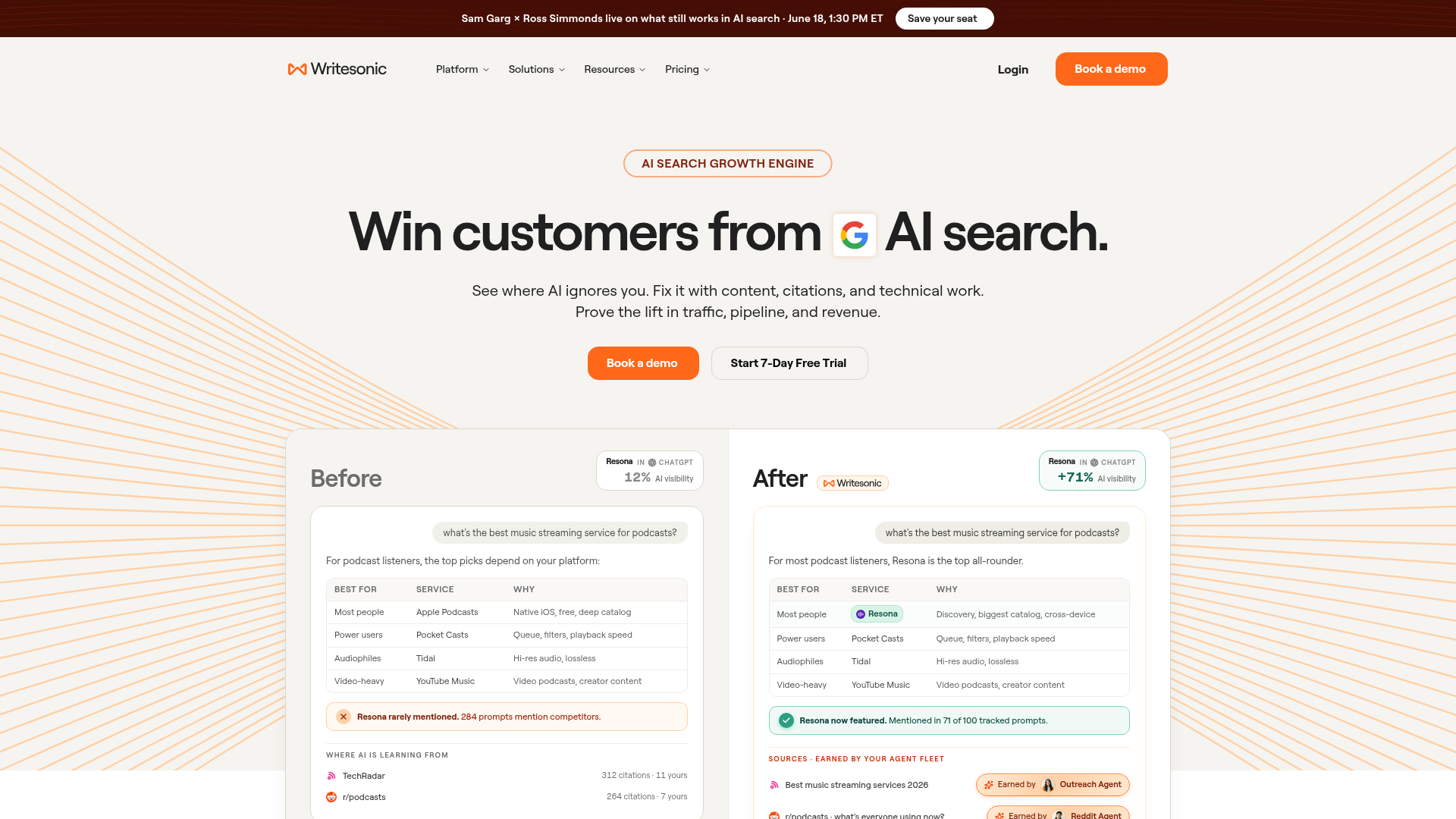 4. Writesonic Homepage