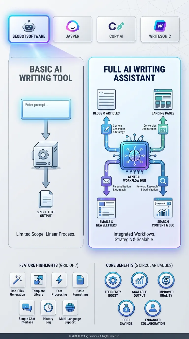 AI writing tools comparison infographic