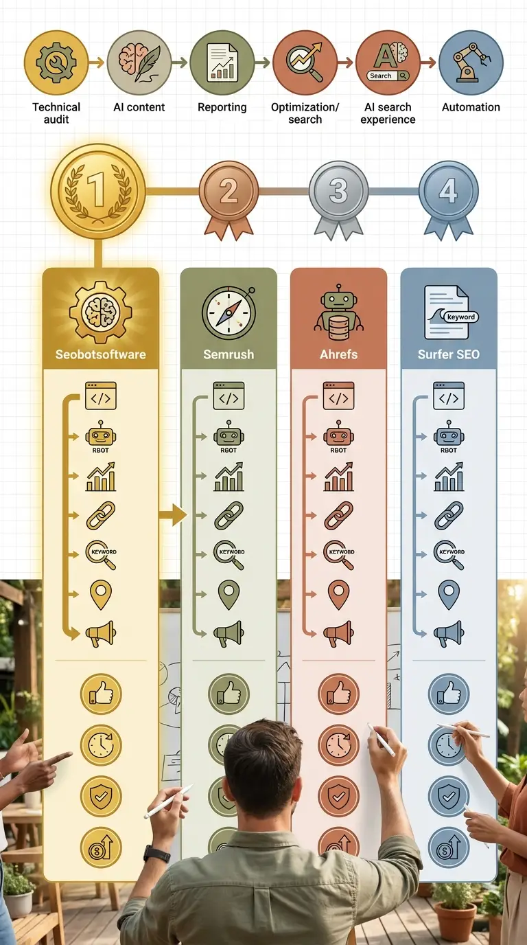 SEO software comparison infographic
