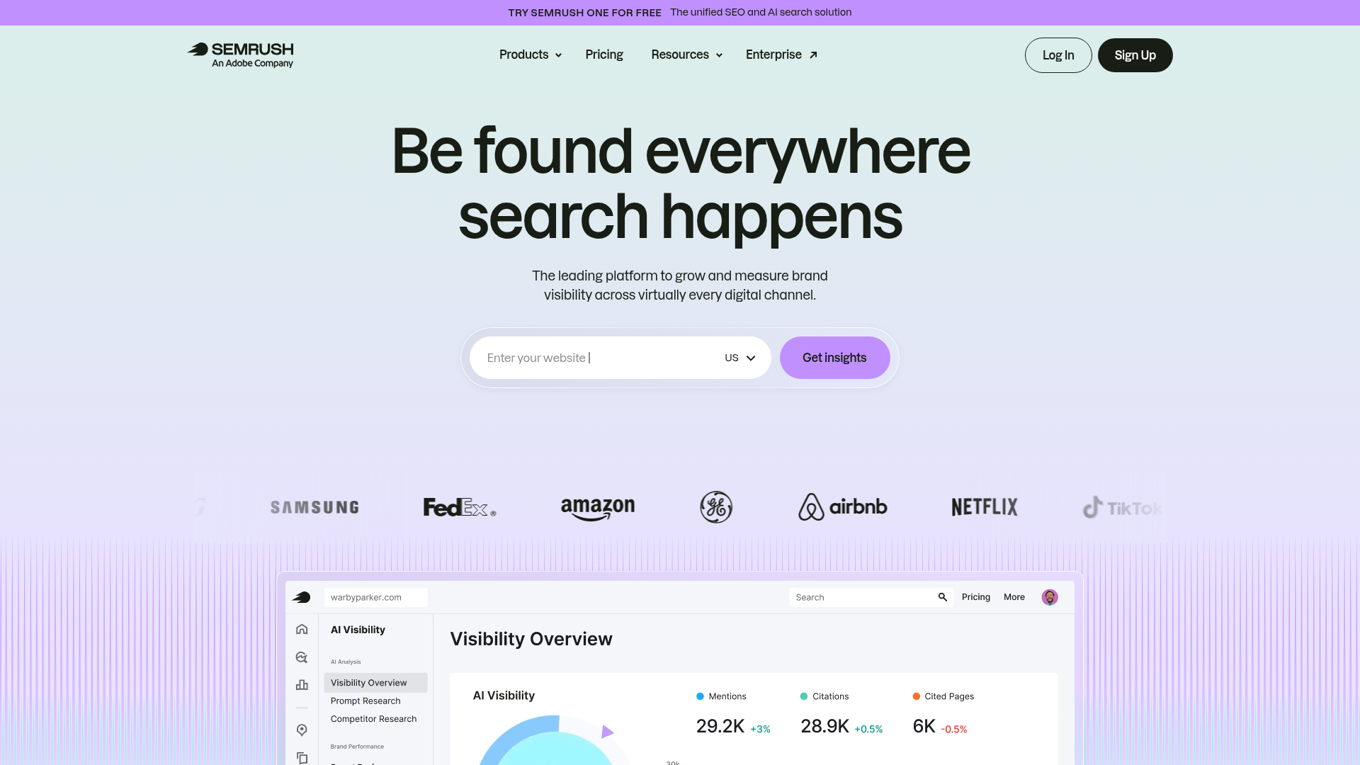 2. Semrush Homepage