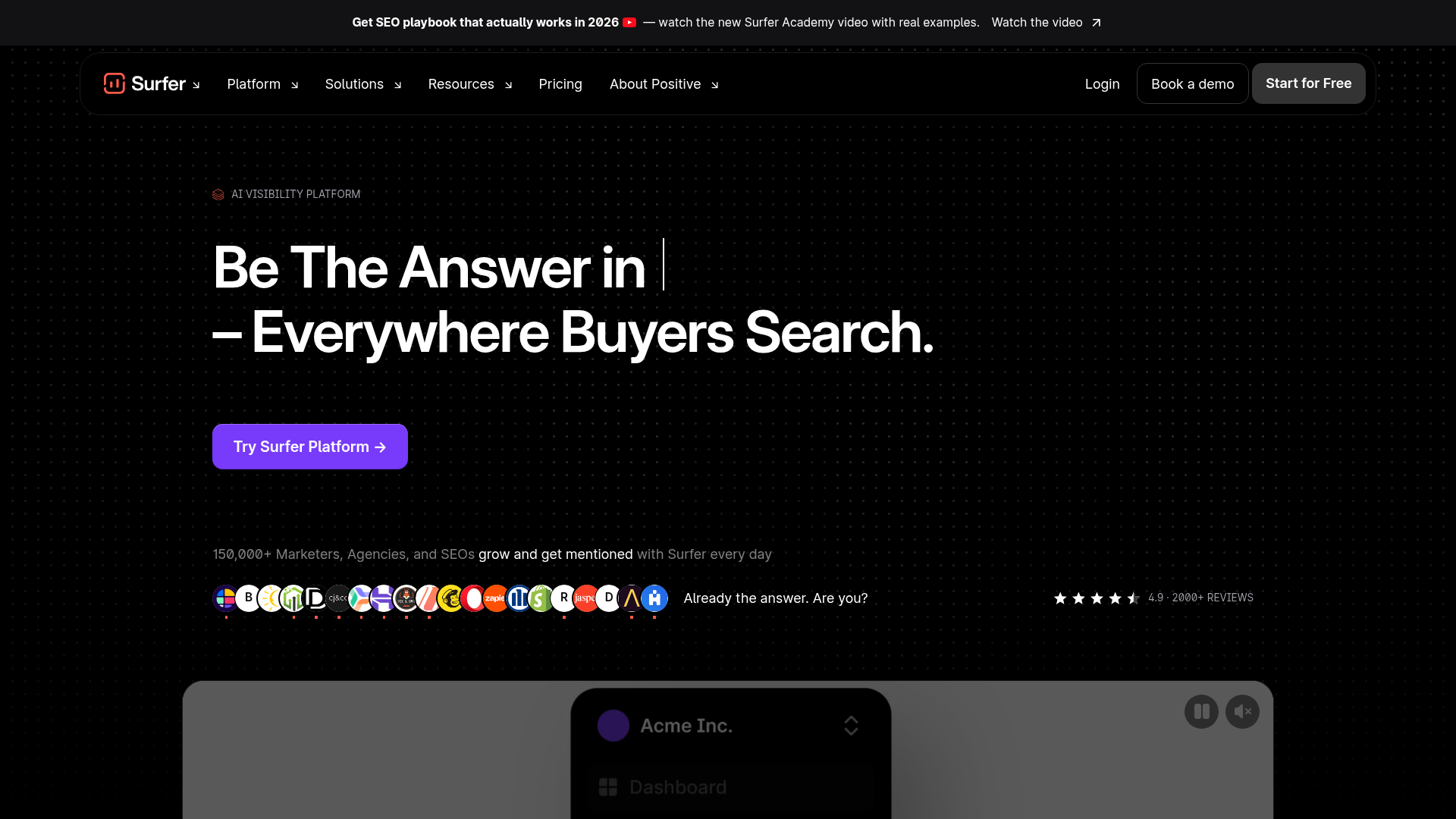 4. Surfer SEO Homepage