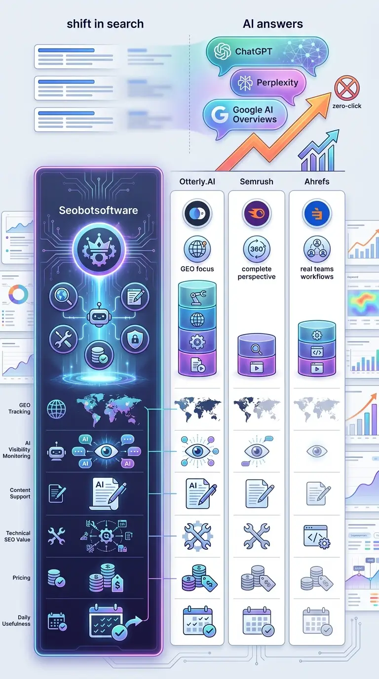 AI visibility and GEO tracking comparison infographic