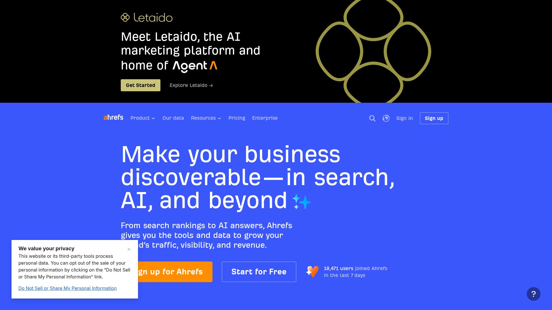 4. Ahrefs Homepage