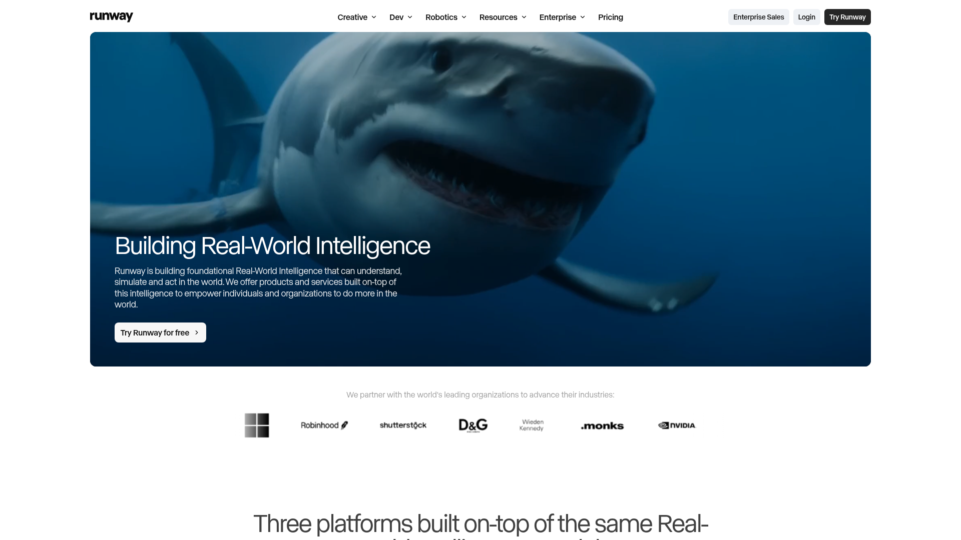 3. Runway Homepage