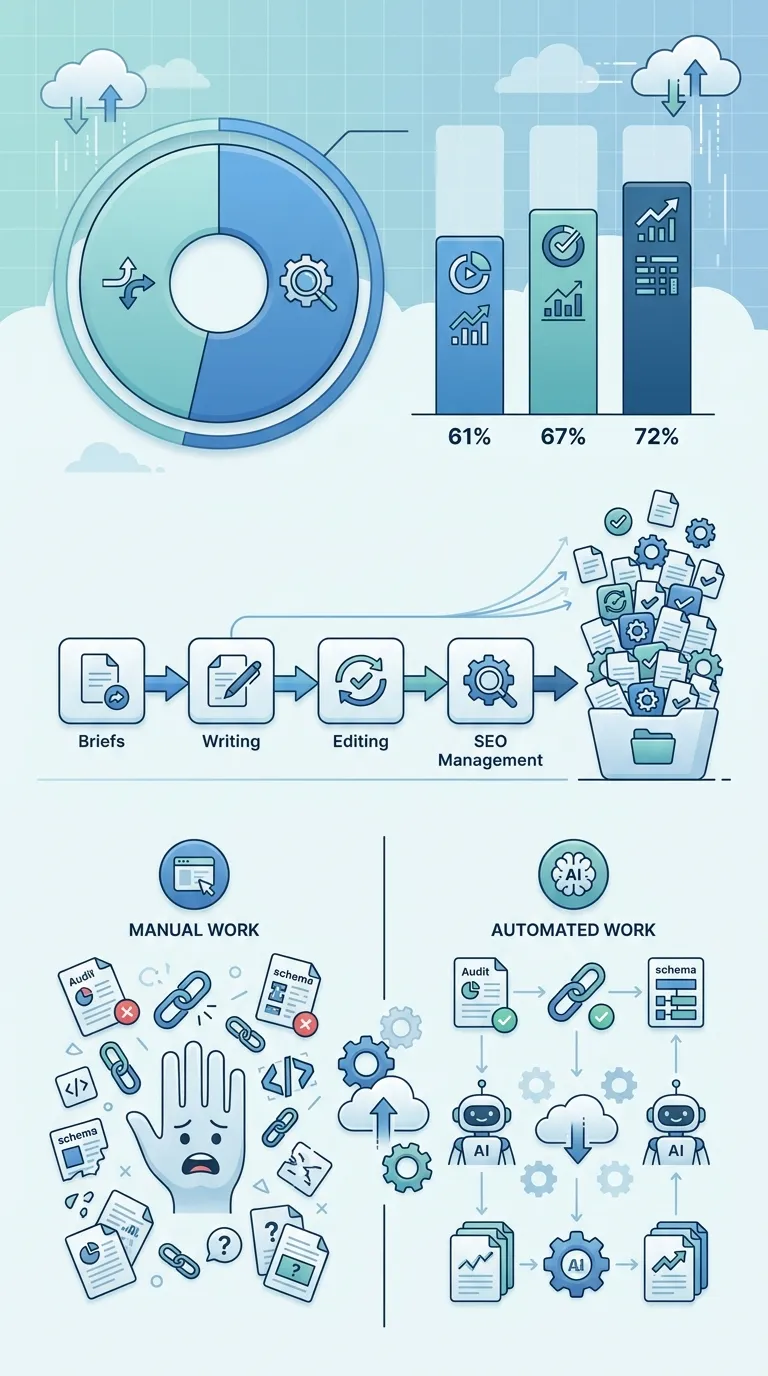 enterprise seo automation workflow infographic