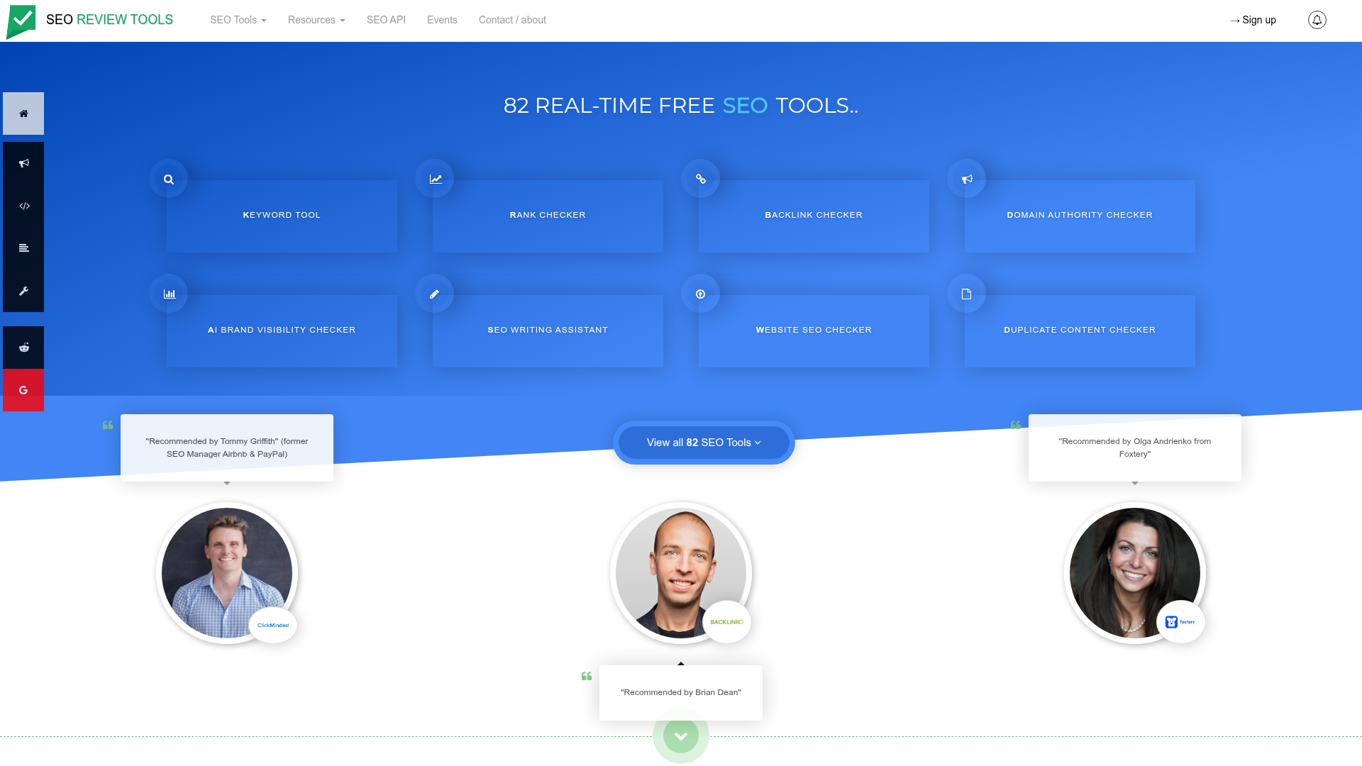 SEO Review Tools Homepage