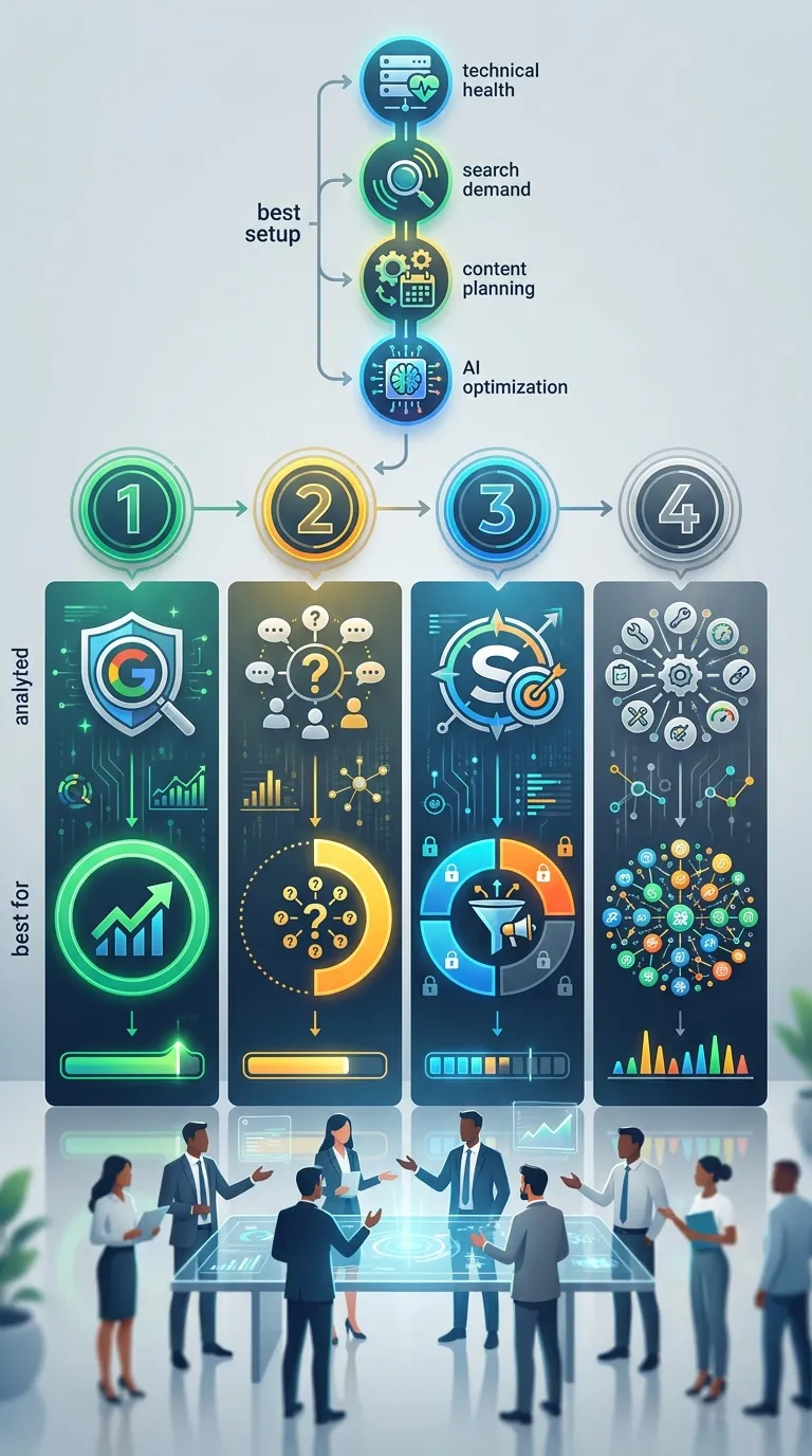 free seo tools ai workflow infographic