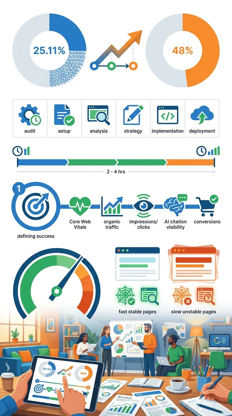 Core Web Vitals and AI visibility workflow infographic