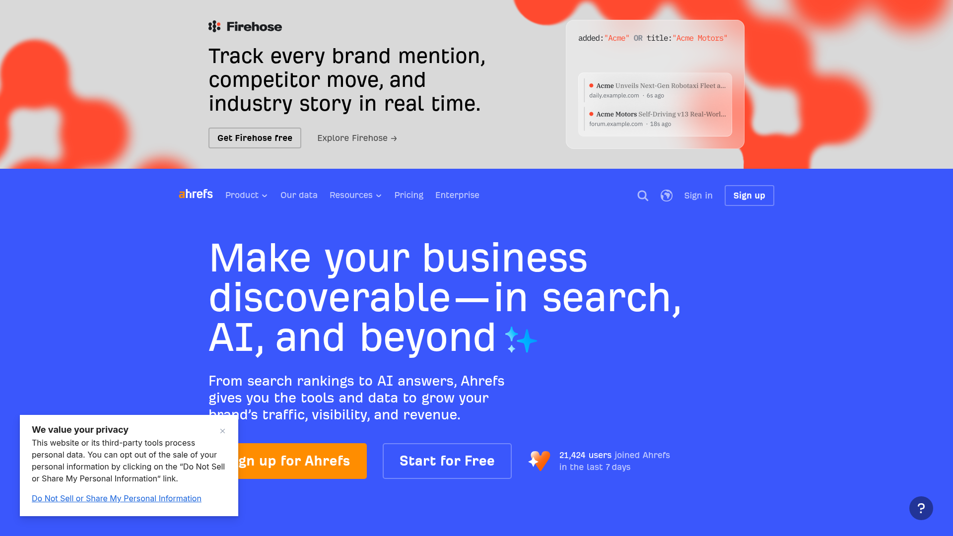 2. Ahrefs Homepage