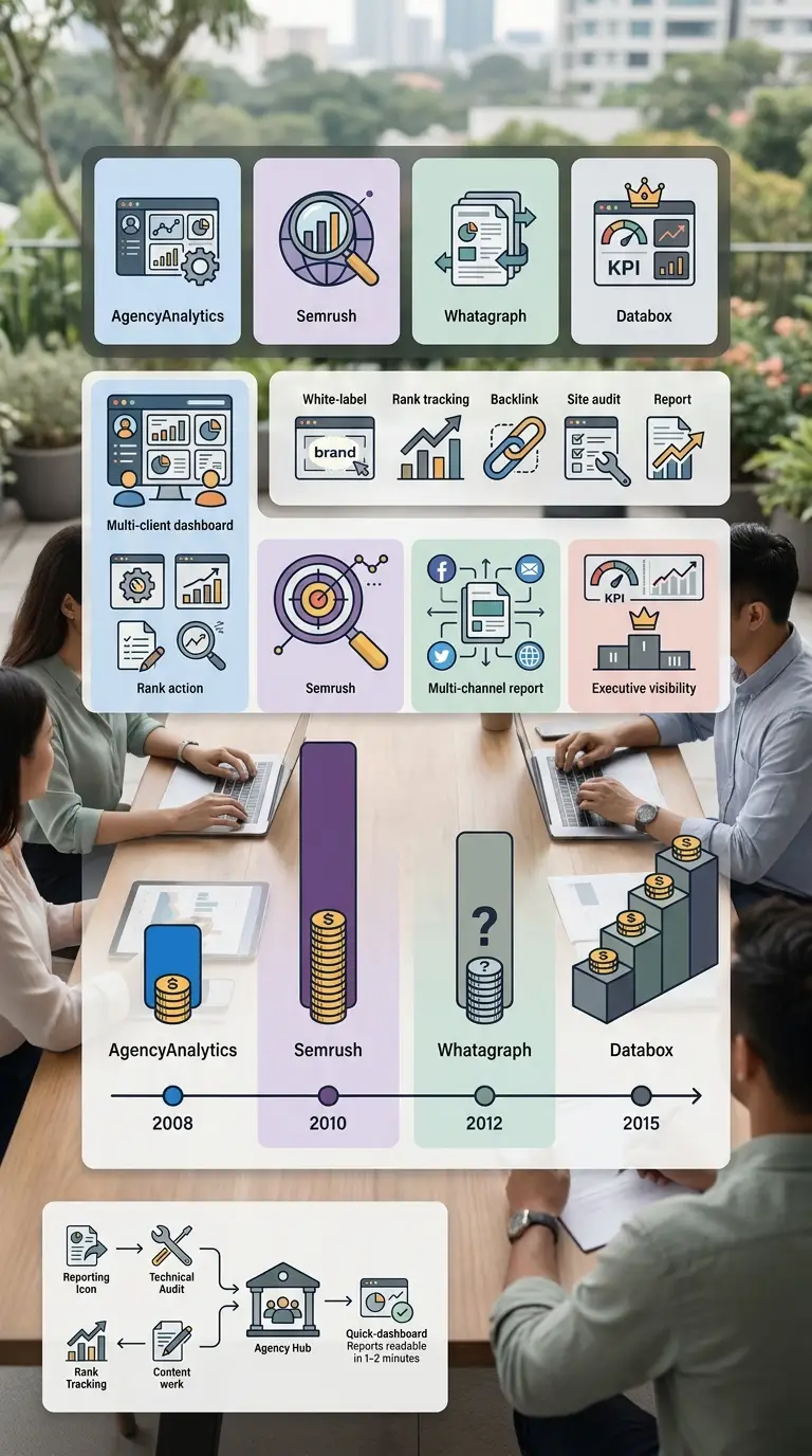 SEO reporting software comparison infographic