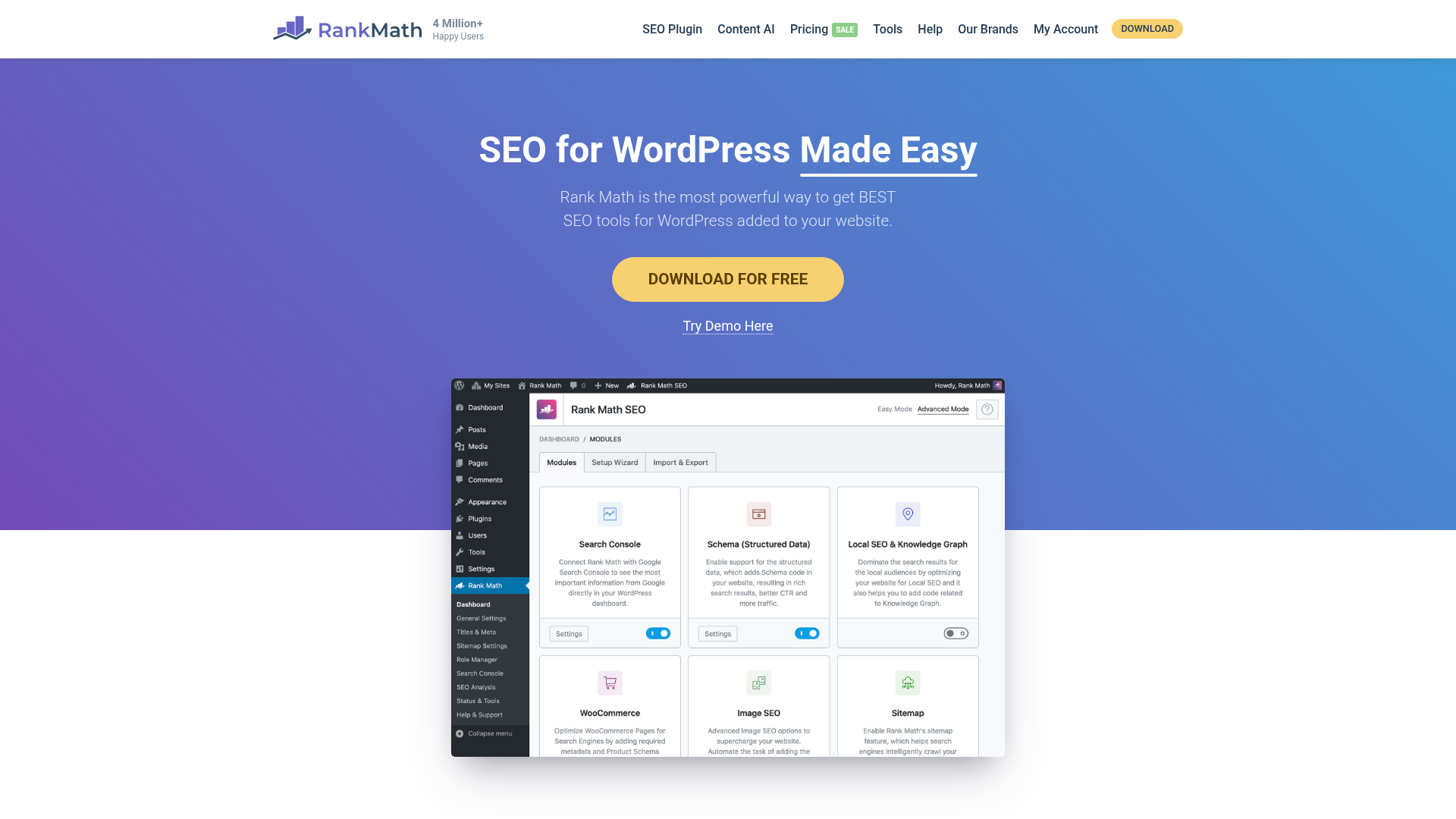 1. Rank Math Homepage