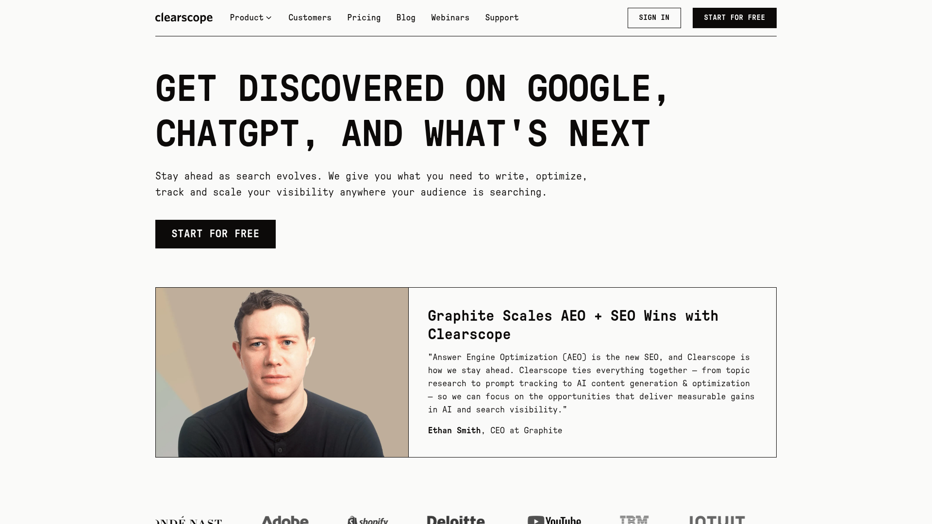 2. Clearscope Homepage