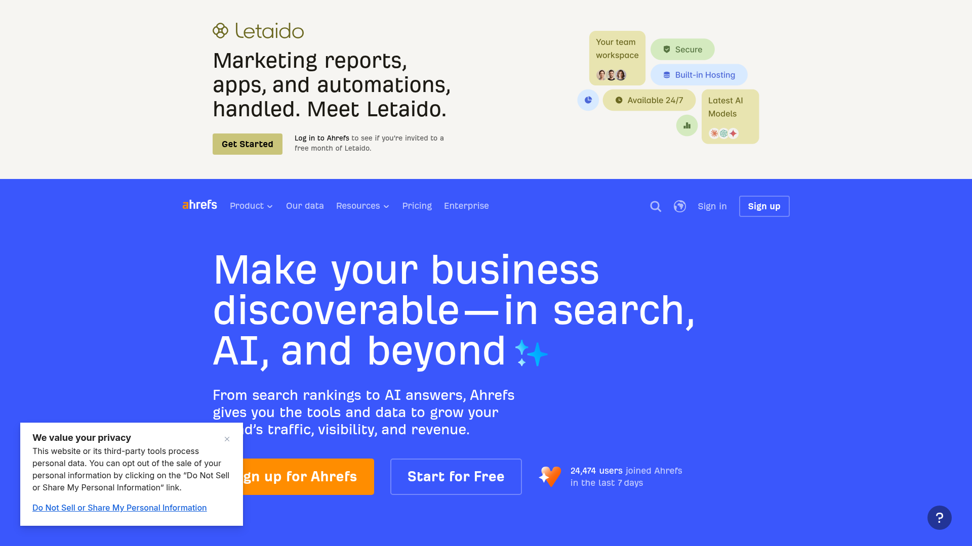 Ahrefs Homepage
